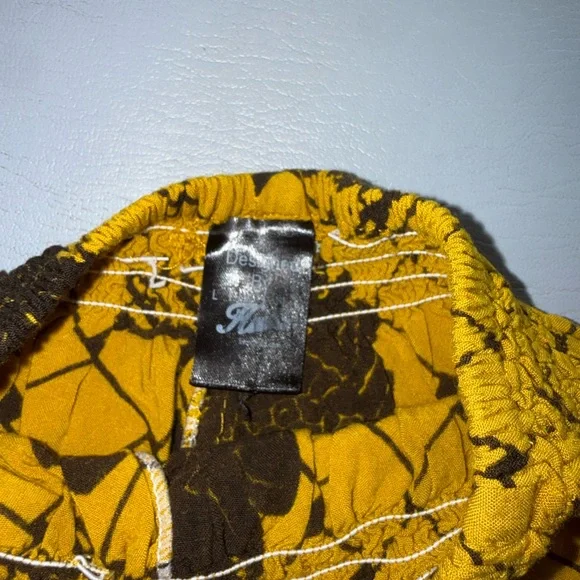 Yellow and Black Patterned Women's Shorts - Picture 2 of 2